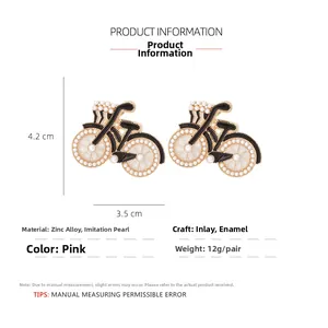 Spécifications de taille pour boucles d'oreilles vélo avec perles et finition émail
