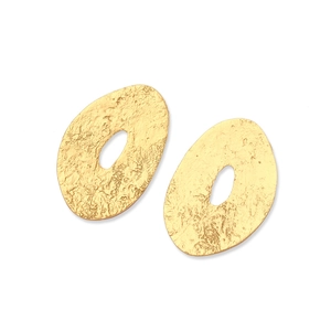 Vintage oversized irregular oval geometric gold-toned textured alloy stud earrings