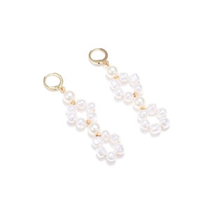 Elegant gold hoop earrings with cascading baroque pearls for a luxury French aesthetic