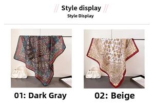 Dettaglio di sciarpe vintage in grigio scuro e beige con motivi bohémien intricati