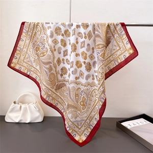 Foulard Quadrato Vintage Con Stampa Paisley Da Donna Poliestere Sensazione Satine Intreccio Spina Di Pesce Bohemien Floreale Elegante