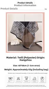 Détail du foulard carré de 68cm avec texture à chevrons et imprimé géométrique vintage