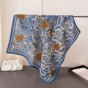 Vintage Paisley Floral Square Scarf Satin Feel Polyester Headscarf Bohemian Ethnic Neck Hair Wrap For Women
