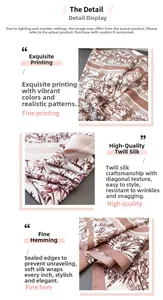 Detail of twill silk scarf with bamboo print featuring durable hand-rolled edges