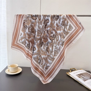 Paisley Print Square Scarf Faux Satin Polyester Retro Neck Wrap Hair Bandana Elegant Headband Accessory Women
