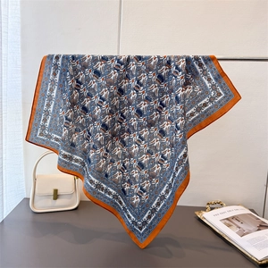 Retro Square Scarf Floral Paisley Print Elegant Bohemian Style Faux Satin Neck Head Kerchief For Women