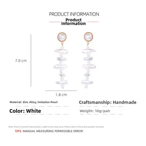 Guide des tailles des boucles d'oreilles perles baroques, long 7,0cm et large 1,8cm