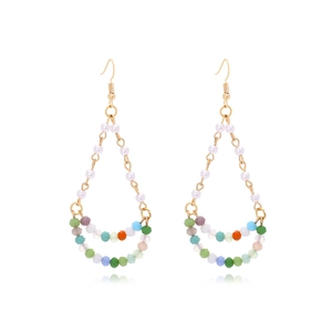 Bohemian Dangle Earrings With Multi Colored Faceted Beads And Faux Artificial Pearls Ethnic Style Drop Jewelry For Women