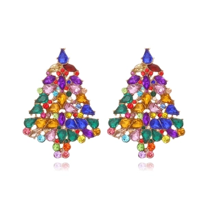 Orecchini Pendenti Albero Di Natale Lega Strass Colorati Gioielli Festivi Per Donne