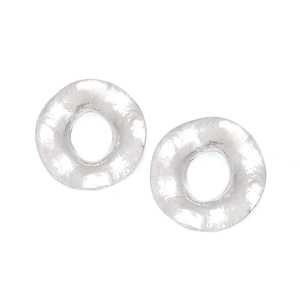 Retro silver round hammered earrings with textured convex finish in high-quality metal