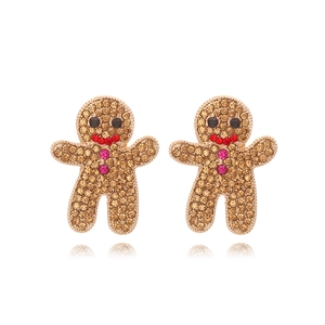Boucles D'oreilles Bonhomme De Pain D'épices Alliage Avec Strass Champagne Noël Bijoux De Fête Pour Femmes