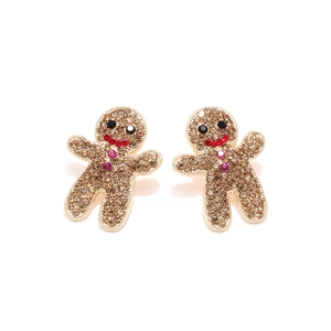 Boucles d'oreilles bonhomme de pain d'épices avec cristaux colorés pour bijoux de Noël