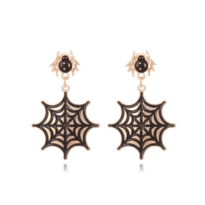 Halloween Spiderweb Spider Drop Earrings Zinc Alloy Enamel Gothic Punk Dark Style Statement Jewelry For Women