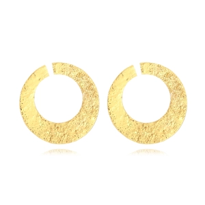Hammered Texture Large Hoop Earrings Retro Geometric C-Shaped Gold Plated Alloy Jewelry For Women Fashion Accessories