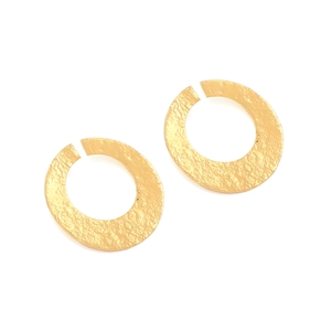 Vintage textured gold hoop earrings with irregular hammered surface and matte finish