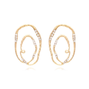 Boucles Oreilles Pendantes Rétro Cercle Double Torsadé Irrégulier Alliage Zinc Strass Incrusté Mode Géométrique Femmes