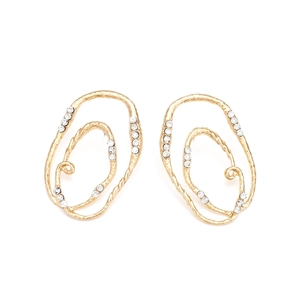 Boucles d'oreilles dorées irrégulières vintage avec texture martelée et strass brillants