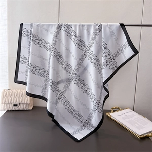 Women Large Square Scarf Imitation Satin Satin Paisley Floral Print Elegant Vintage Hair Head Wrap Neck Kerchief