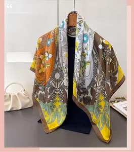 Detailed texture of an artistic clover silk shawl with elegant floral and geometric patterns