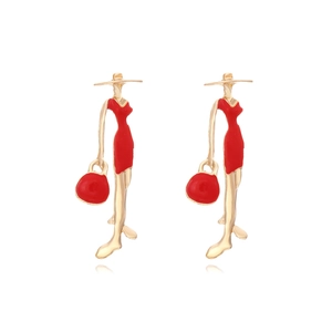 Abstrakte Damenfigur Ohrstecker Legierung Emaille Mode Silhouette Hänger Kreativer Trendiger Schmuck Für Frauen