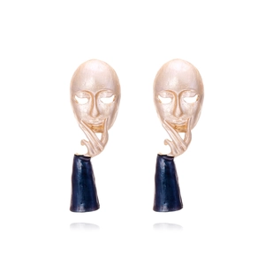 Abstract Face Drop Earrings Zinc Alloy Artistic Surrealist Mask Dangle Creative Hand Gesture Fashion Jewelry For Women