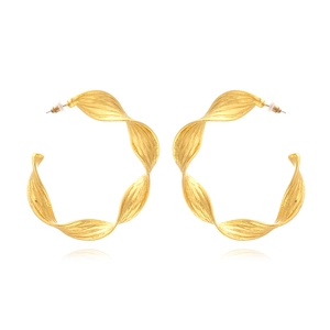 Exaggerated Twisted Alloy Hoop Earrings C Shape Retro Metal Texture Fashion Statement Jewelry For Women