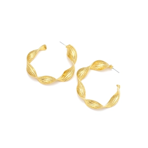 Chunky gold twisted hoop earrings with textured finish and elegant metallic luster