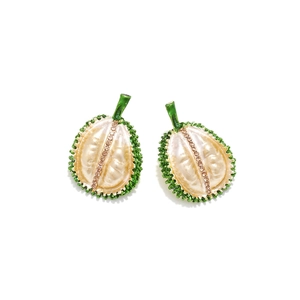 Boucles d'oreilles durian à la mode avec revêtement émail et cristaux de champagne