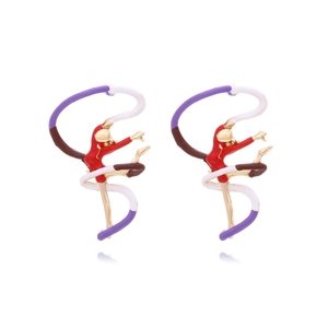 Boucles D'oreilles Pendantes Danseuse De Ballet Émail Coloré Alliage Gymnaste Artistique Bijoux Élégants Pour Femmes