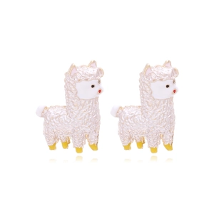 Boucles D Oreilles Alpaga Avec Tige En Acier Inoxydable Mignon Email Animaux Bijoux Pour Femmes Filles