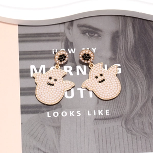 Boucles d'oreilles fantôme d'Halloween avec perles d'imitation et alliage doré