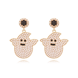 Boucles D'oreilles Pendantes Fantôme Mignon Avec Alliage Imitation Künstliche Perle Et Strass Bijoux Halloween Pour Femmes