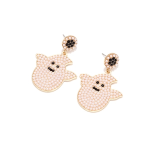 Boucles d'oreilles fantôme en perles et strass noirs pour le style Halloween