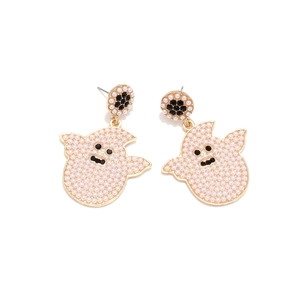 Boucles d'oreilles fantômes avec perles blanches et yeux noirs pour Halloween