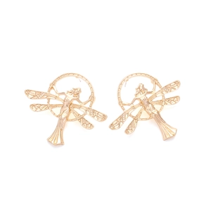 Vintage gold hollow angel wing earrings with dragonfly fairy design for women
