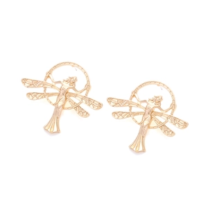 Vintage golden angel wing earrings for women with hollow baroque style fairy design