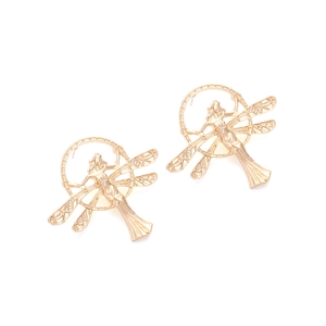 Vintage golden hollow angel wing earrings for women featuring artistic fairy wing design
