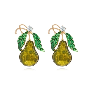 Birnen Frucht Ohrstecker Zinklegierung Emaille Tropföl Mit Strass Frischer Pastoraler Stil Für Frauen Modeschmuck
