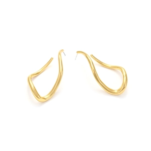 Minimalist irregular golden wave hoop earrings with a matte textured finish for women