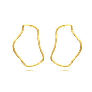 Irregular Geometric Hoop Earrings Minimalist Zinc Alloy Wavy Circle Statement Ear Jewelry For Women Fashion Accessory
