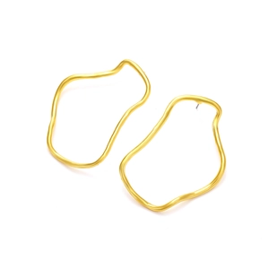 Minimalist irregular geometric wave hoop earrings in matte gold finish for women