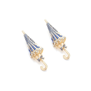 Boucles d'oreilles parapluie créatives avec strass colorés et nœuds dorés