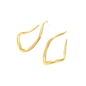 Minimalist irregular gold twisted hoop earrings with a modern wavy geometric design