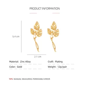 Vintage golden leaf wrap earrings for women featuring elegant triple-leaf design