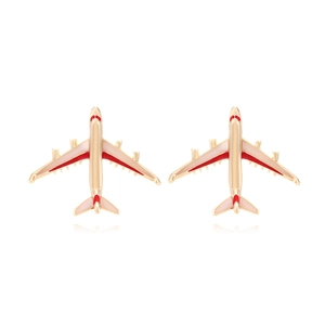 Funny Airplane Stud Earrings For Women Creative Zinc Alloy Enamel Aircraft Jewelry Colorful Cartoon Ear Accessories