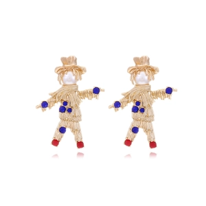 Cartoon Vogelscheuche Tropfenohrringe Legierung Strass Künstliche Perle Spaß Süß Mode Accessoire Frauen Mädchen