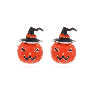 Halloween Kürbis Hexenhut Ohrstecker Legierung Emaille Strass Bunt Drip Oil Cartoon Feiertag Party Schmuck Für Damen