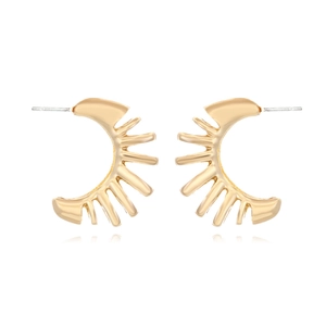 Boucles D'oreilles Créoles En Forme De C Creuses Exagérées En Alliage Design Spiralé Nervuré Style Rétro Femmes