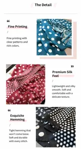 Close-up of paisley and polka dot prints on smooth silk-like fabric with fine edges