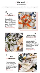 Détails du foulard en soie à imprimé floral et damier avec bordure renforcée